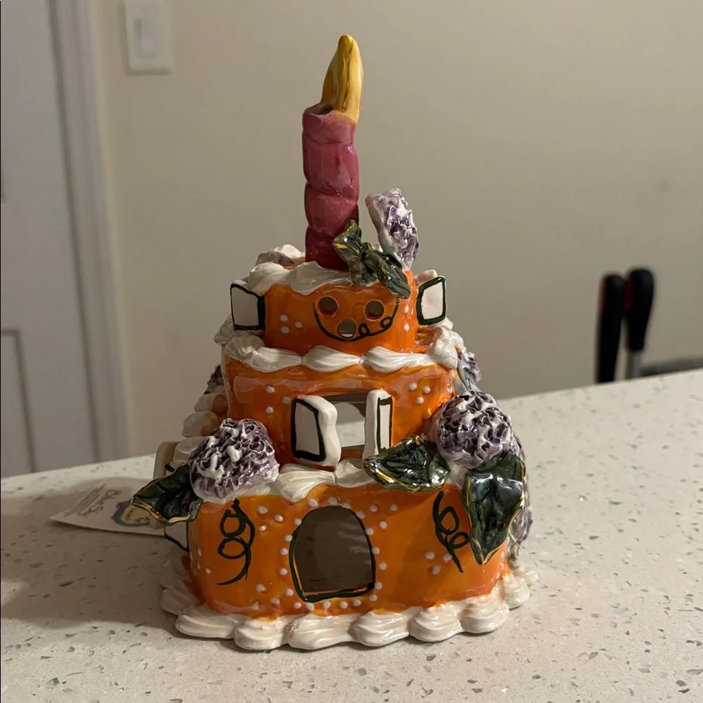 Blue Sky Clayworks Orange and Purple November Birthday Celebration Cake